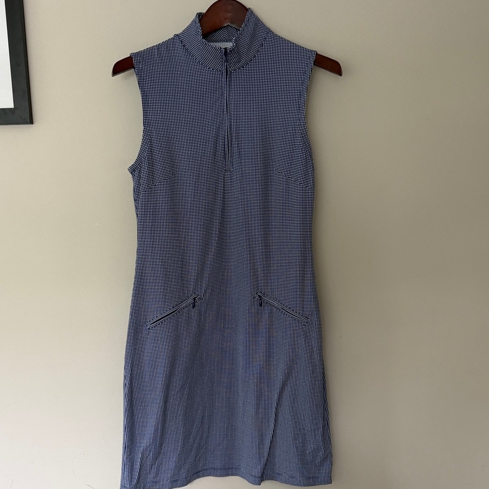 IBKUL Blue Sleeveless Golf Dress with Zip Pockets